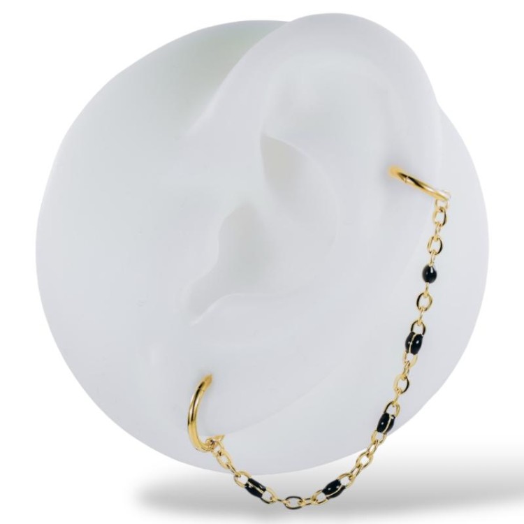 Złoty łańcuszek z opalizującymi czarnymi detalami