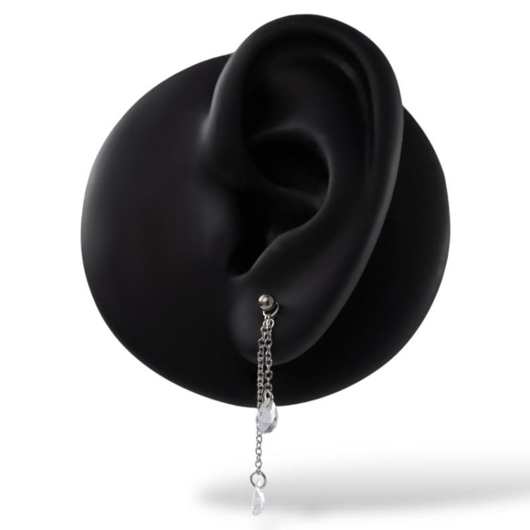 Srebrny zwisający łańcuszek z cyrkoniami