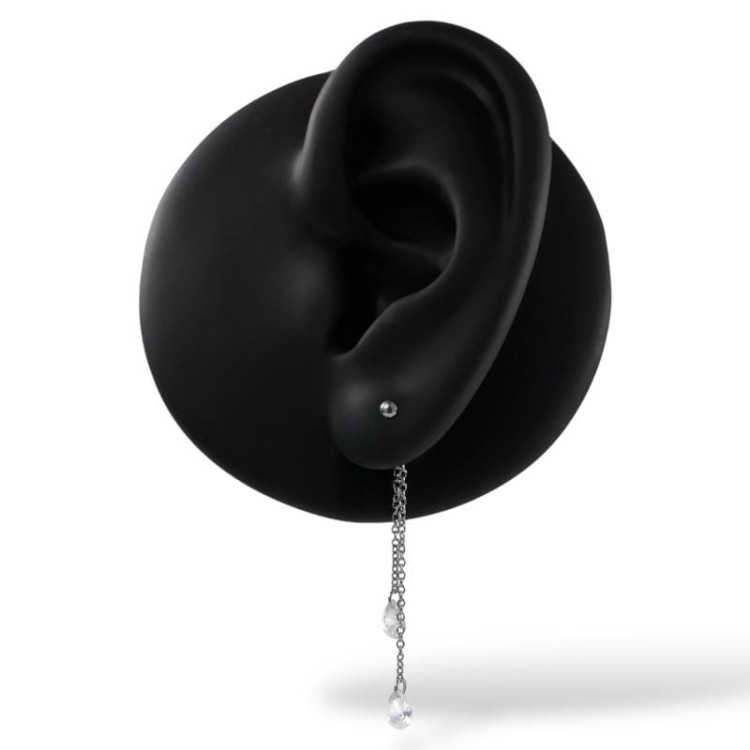 Srebrny zwisający łańcuszek z cyrkoniami