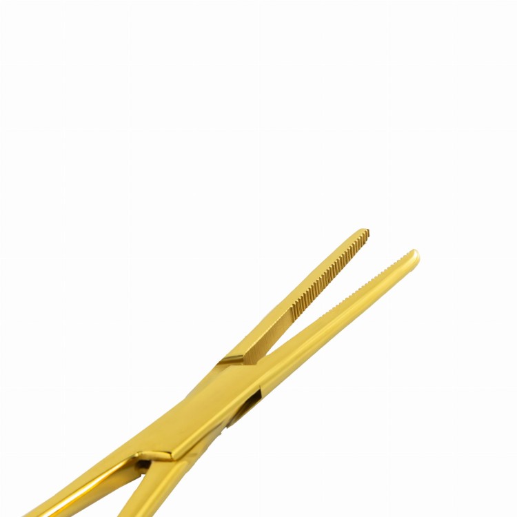 Proste złote szczypce do piercingu 14cm