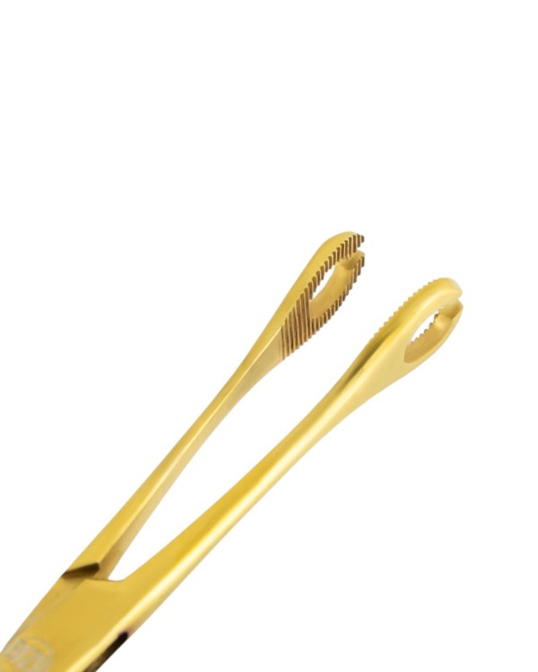 Szczypce złote do piercingu z okrągłą końcówką