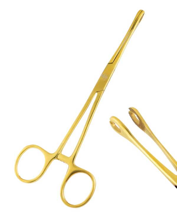 Szczypce złote do piercingu z okrągłą końcówką