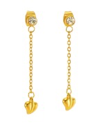 Kolczyki złote wiszące z cyrkonią i serduszkiem