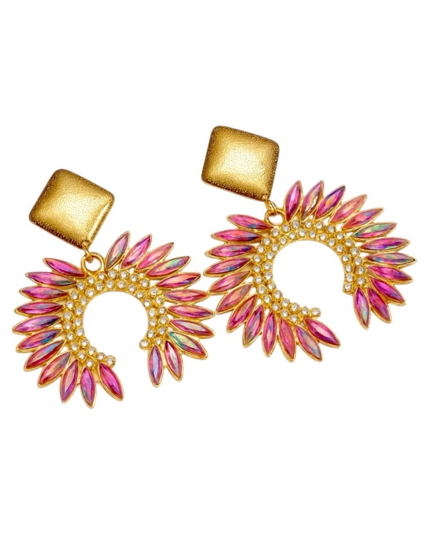 Kolczyki ozdobne różowe egzotyczne słońce