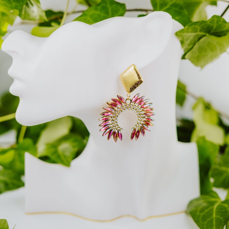 Kolczyki ozdobne różowe egzotyczne słońce