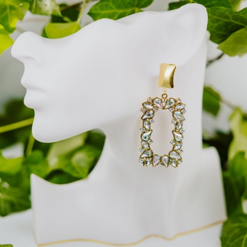 Kolczyki prostokątne z kryształami