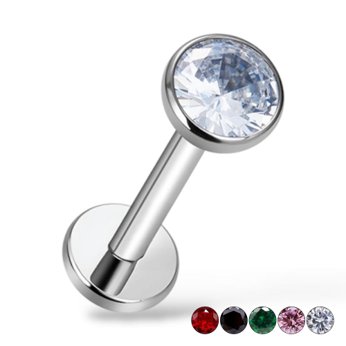 TYTANOWY LABRET Z CYRKONIĄ.