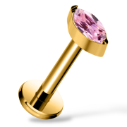 Tytanowy złoty Labret z cyrkonią markiza