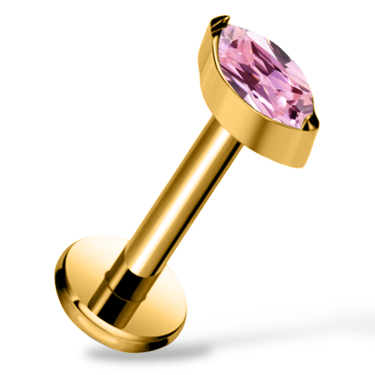 Tytanowy złoty Labret z cyrkonią markiza