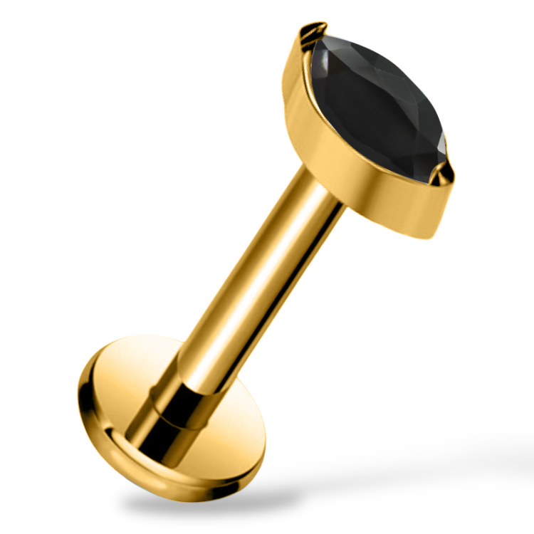 Tytanowy złoty Labret z cyrkonią markiza