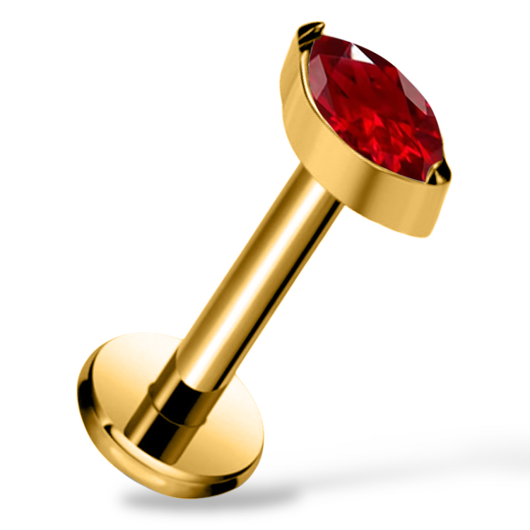 Tytanowy złoty Labret z cyrkonią markiza