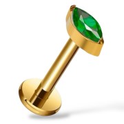 Tytanowy złoty Labret z cyrkonią markiza