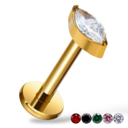 Tytanowy złoty Labret z cyrkonią markiza