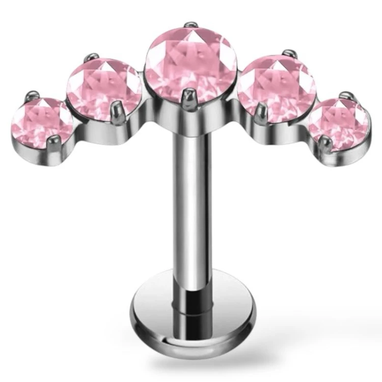 Tytanowy labret ozdobny z cyrkoniami