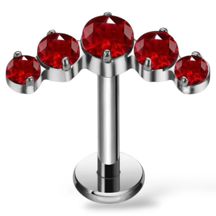 Tytanowy labret ozdobny z cyrkoniami