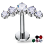 Tytanowy labret ozdobny z cyrkoniami