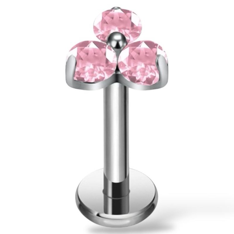 Tytanowy srebrny labret w trójkątny kwiat