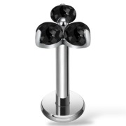 Tytanowy srebrny labret w trójkątny kwiat