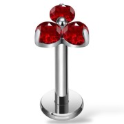 Tytanowy srebrny labret w trójkątny kwiat