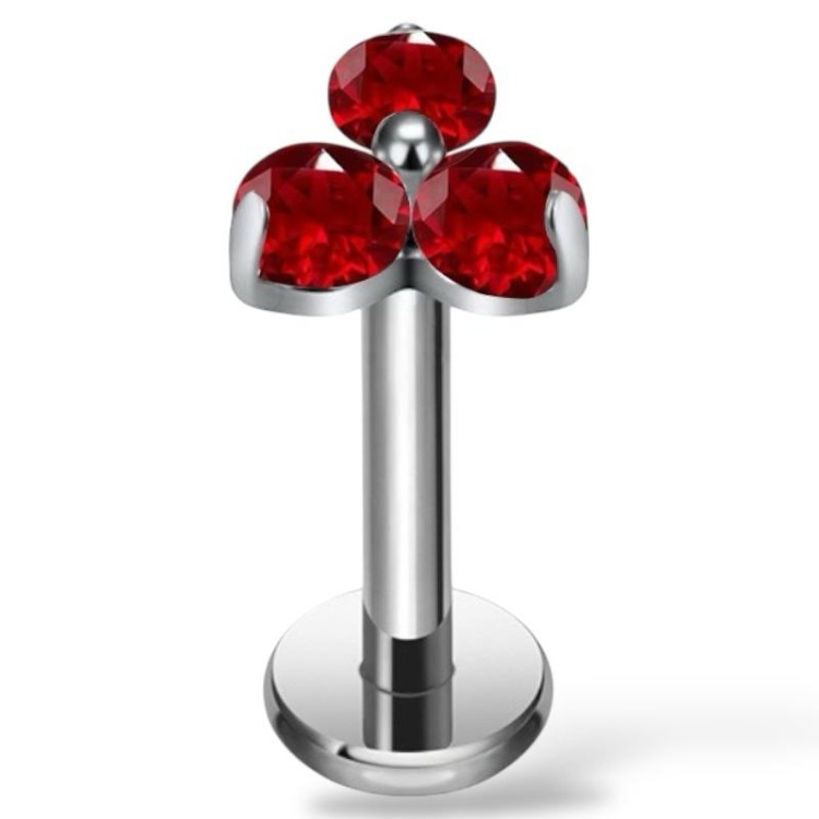 Tytanowy srebrny labret w trójkątny kwiat