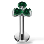 Tytanowy srebrny labret w trójkątny kwiat