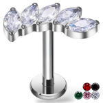 Tytanowy labret z pięcioma cyrkoniami 