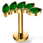 Tytanowy złoty labret z pięcioma cyrkoniami