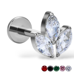  Tytanowy srebrny labret potrójna cyrkonia markiza