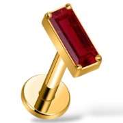 Tytanowy złoty labret z prostokątną cyrkonią