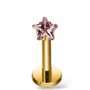 Tytan złoty labret z cyrkonią w kształcie gwiazdki