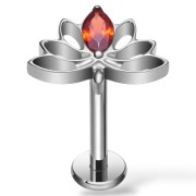 Tytanowy SREBRNY labret w kształcie lotosu