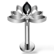 Tytanowy SREBRNY labret w kształcie lotosu