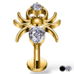 Tytanowy złoty labret z pająkiem