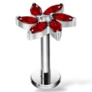 Tytanowy labret z motywem kwiatu z cyrkoniami