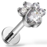 Tytanowy labret kocia łapka