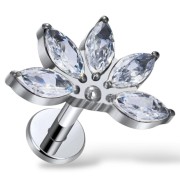 Tytanowy srebrny kwiatowy labret