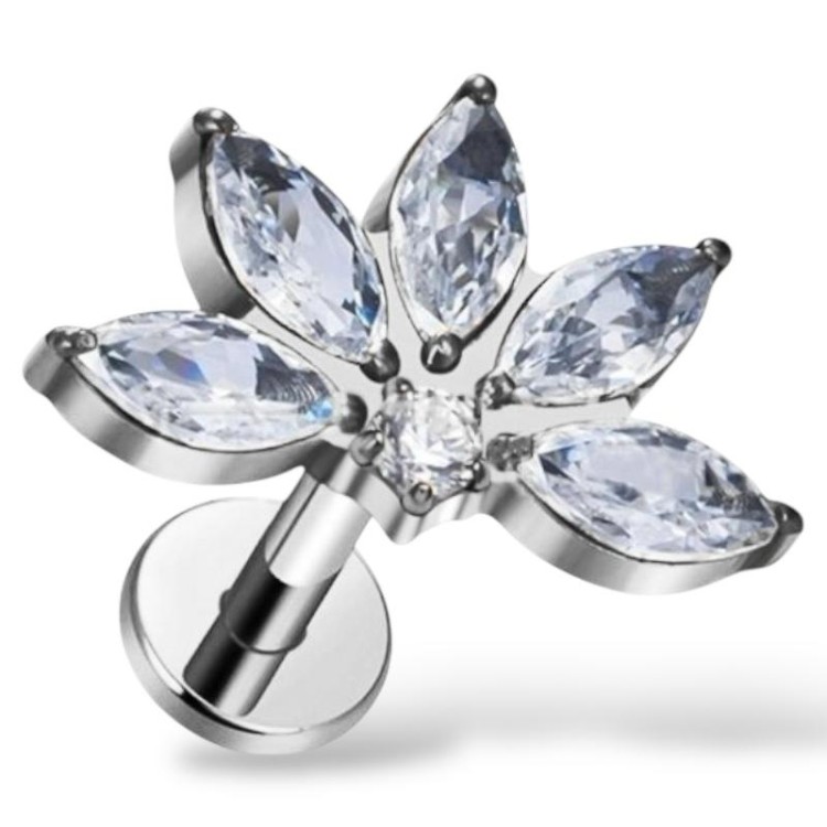 Tytanowy labret w kształcie KWIATU