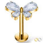 Tytanowy ozdobny labret w kształcie motylka