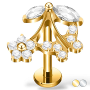 Tytanowy labret kwiat i motyl