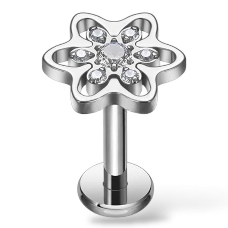 Tytanowy Labret z kwiatuszkiem