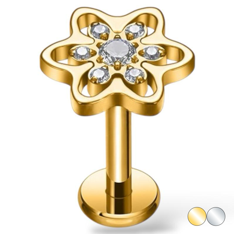 Tytanowy Labret z kwiatuszkiem