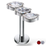 Tytanowy Labret z trzema cyrkoniami w kształcie łezki