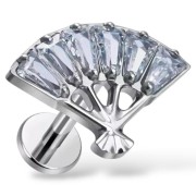 Tytanowy srebrny labret wachlarz