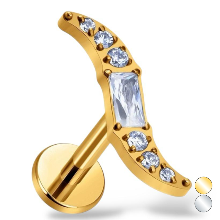 Tytanowy labret ozdobny w cyrkonie