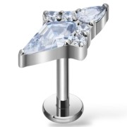 Tytanowy Srebrny ozdobny labret z cyrkoniami