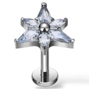 Tytanowy srebrny labret kwiatowy