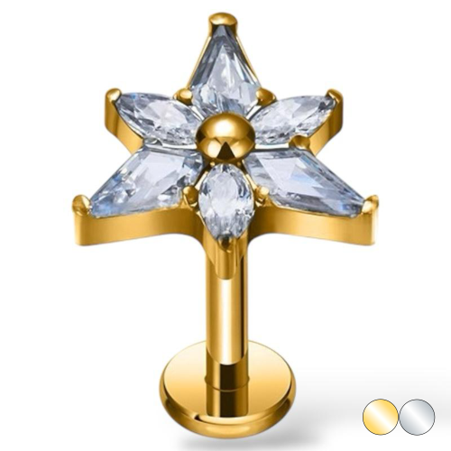 Tytanowy złoty labret kwiatowy