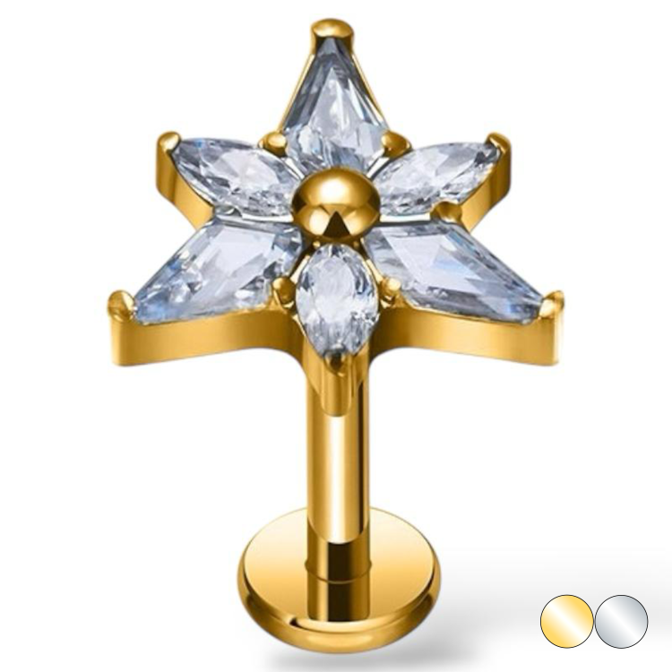 Tytanowy złoty labret kwiatowy
