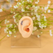 Srebrny tytanowy labret z cyrkoniami