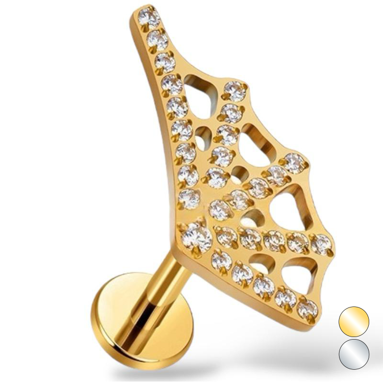 Tytanowy labret w kształcie pajęczyny